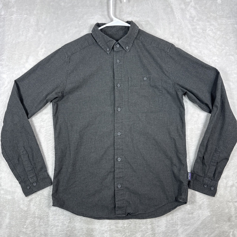 Patagonia Vjosa River Long Sleeve Shirt Mens Small Gray Pima Organic Cotton